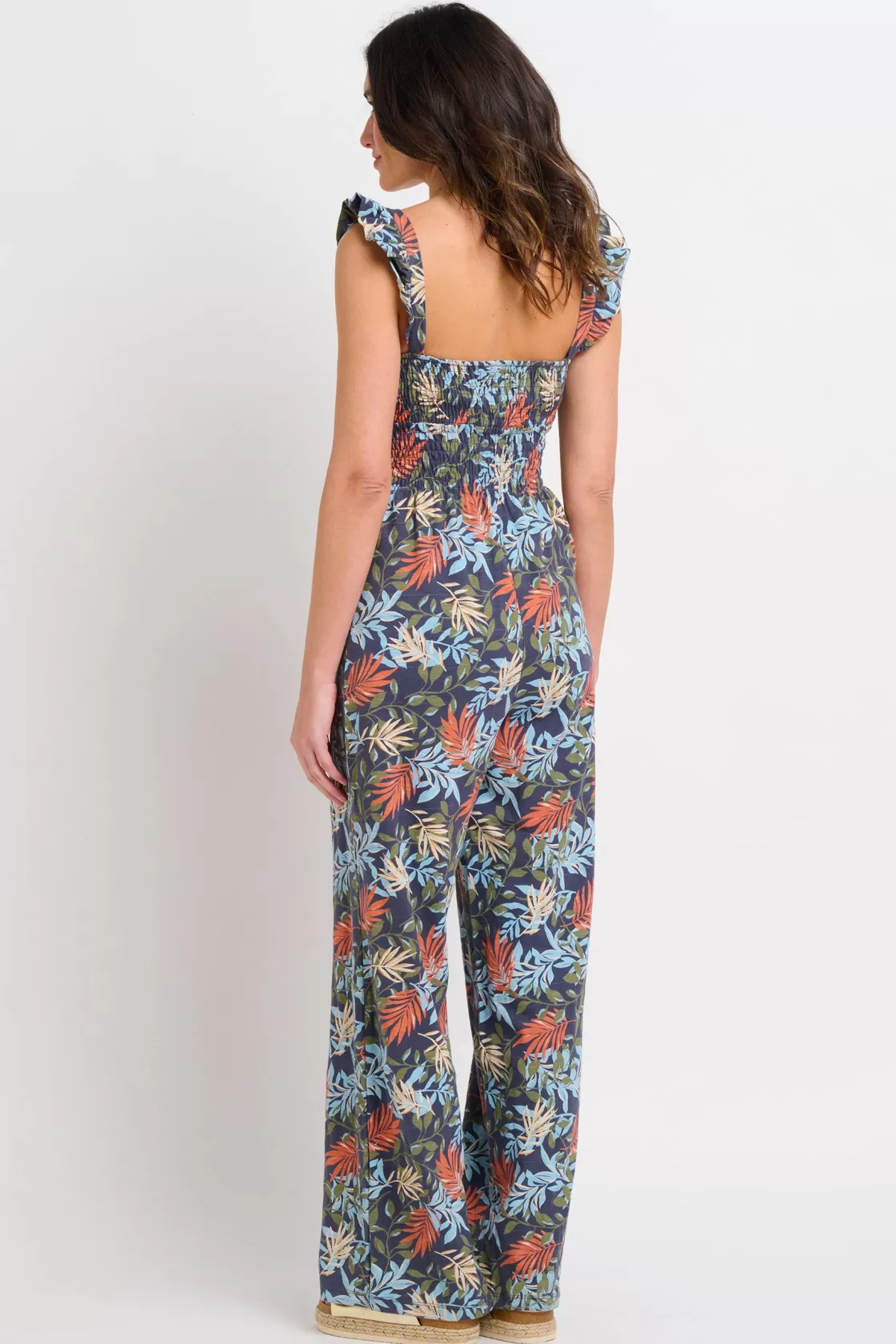 Jumpsuits And Dungarees>Brakeburn Trailing Tropics Jumpsuit Blue