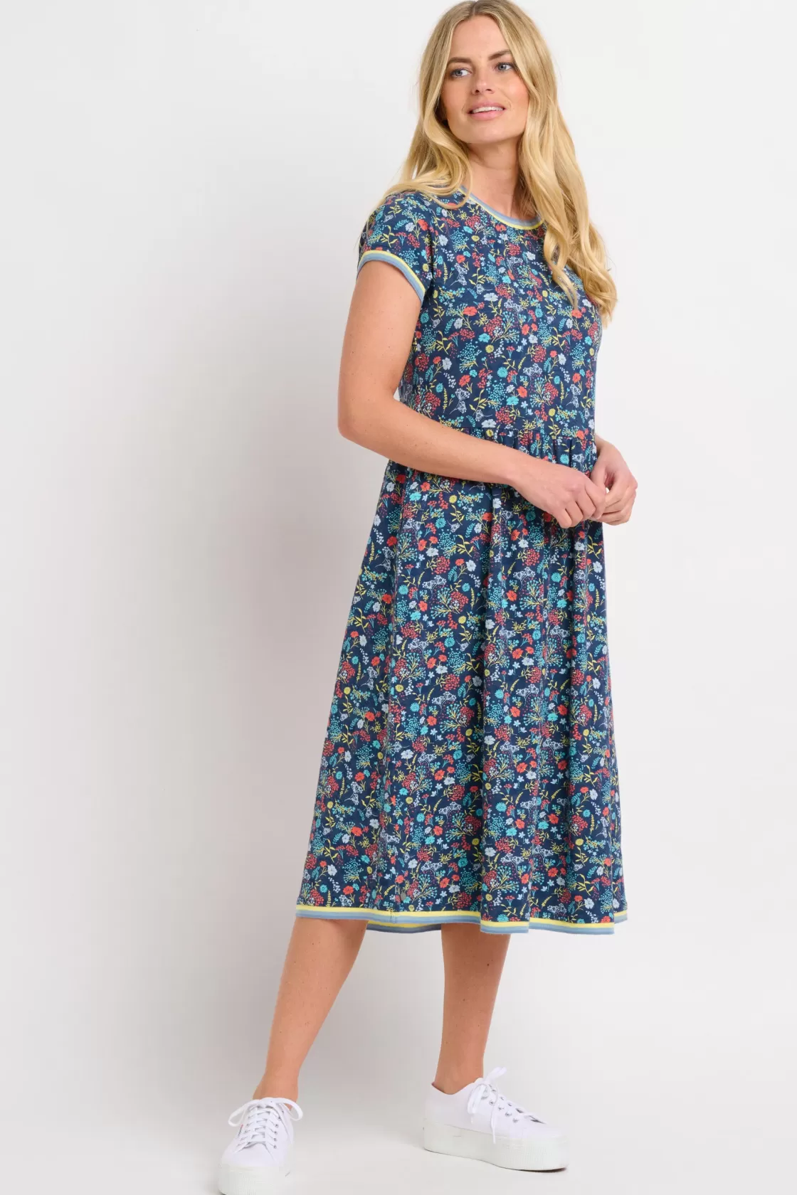Dresses>Brakeburn Vintage Ditsy Midi Dress Blue